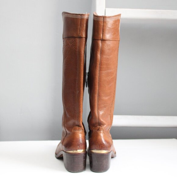 Donald J. Pliner Caramel Brown Tan Knee-High Willi Riding Boots Size 7 - Picture 3 of 9